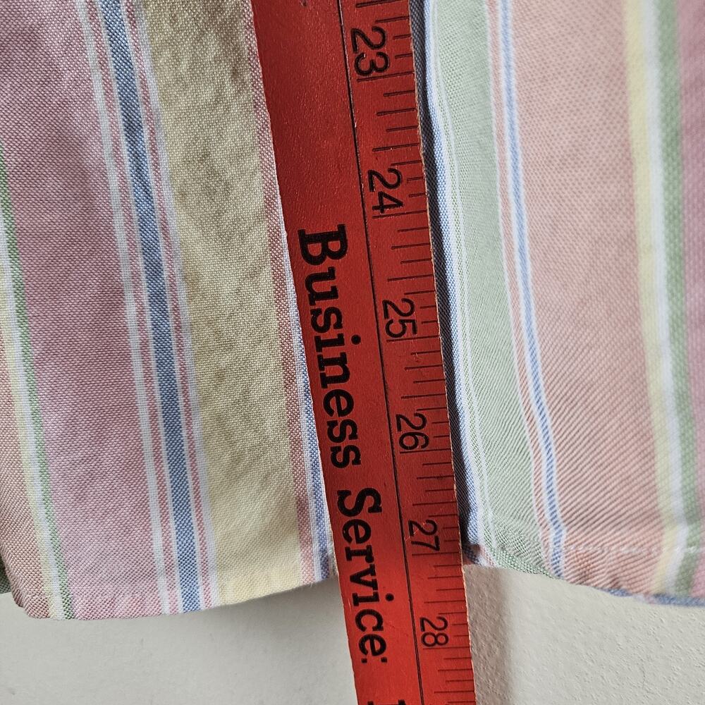 LL Bean Oxford Shirt Small Large Pastel Striped Cotton Button Down Collar - Picture 5 of 6